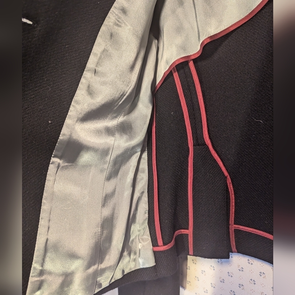 🖤 J.Crew black wool blazer jacket leather 3 buttons lining skulls preppy goth - Picture 6 of 13